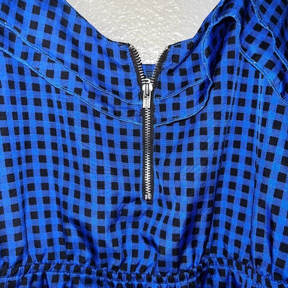 Roxy Blue Black Checkered Slip Dress Women’s XS Adjustable Strap Casual - Picture 4 of 8